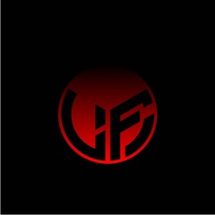 Initial letter L F Modern circle with elegant colored background frame
