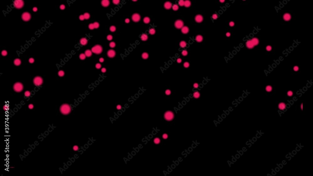Aufkleber abstract starry orange pentagonal particles in random motion on a black background. the movement of 