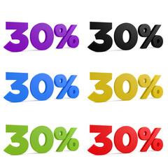 30 percent off various colors.3D Illustration