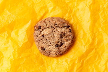 Delicious homemade baked cookies with chocolate and raisins