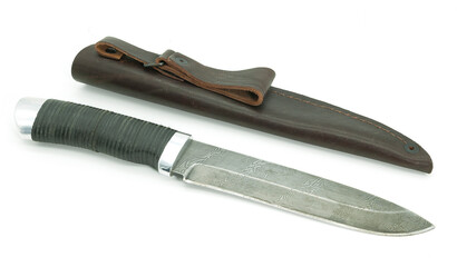 knife with scabbard on a white background