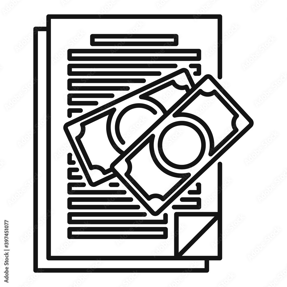 Aufkleber document bribery money icon. outline document bribery money vector icon for web design isolated on w