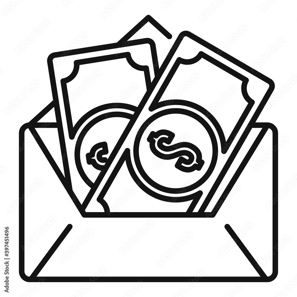 Poster envelope bribery money icon. outline envelope bribery money vector icon for web design isolated on w