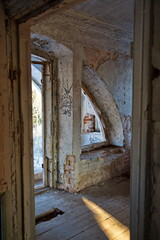 Ruins of the manor house in the Lyakhovo estate, Moscow region, Russia.