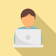 Laptop testing software icon. Flat illustration of laptop testing software vector icon for web design