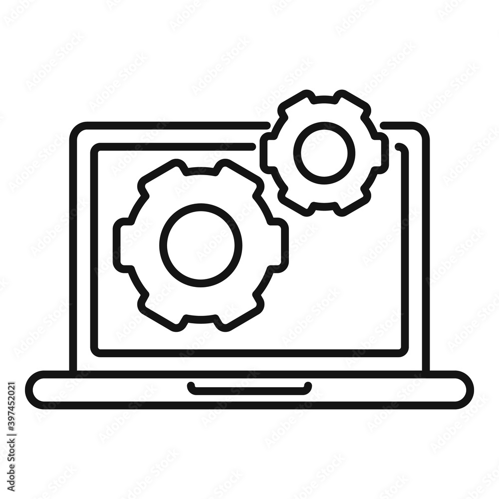 Poster testing laptop software icon. outline testing laptop software vector icon for web design isolated on