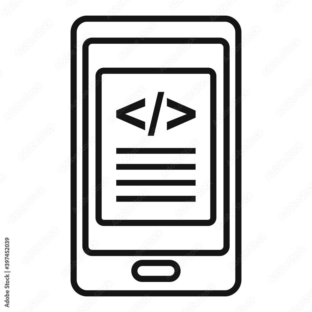 Poster testing smartphone software icon. outline testing smartphone software vector icon for web design iso