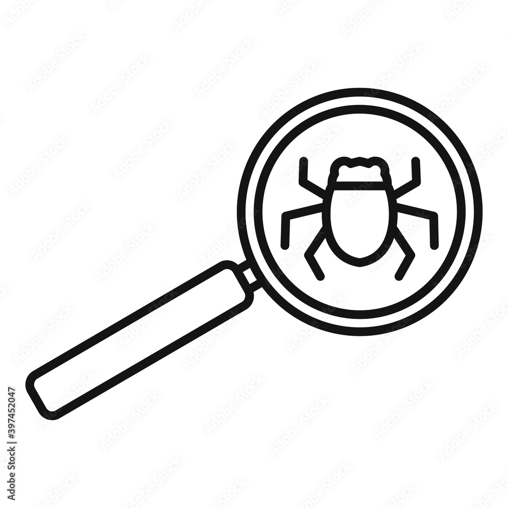 Poster search software bug icon. outline search software bug vector icon for web design isolated on white b