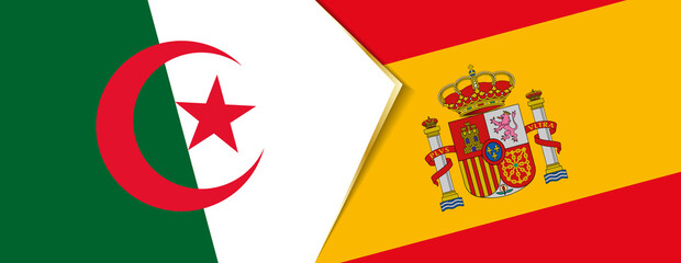 Algeria and Spain flags, two vector flags.