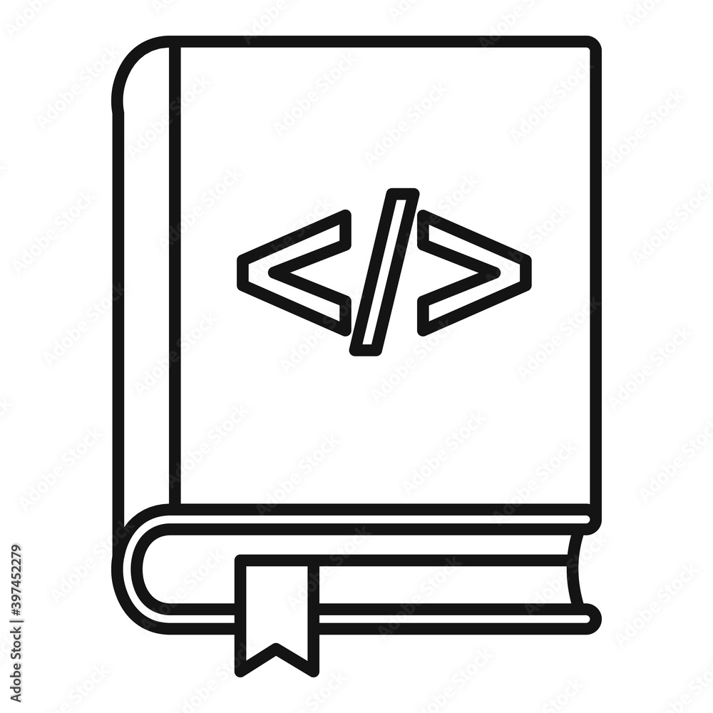 Poster book software testing icon. outline book software testing vector icon for web design isolated on whi
