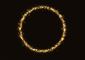Gold circle with sparkles and free space in center isolated on black background. Rotating blue light shiny with sparkles, Suitable for product advertising, product design, and other.
Vector data.