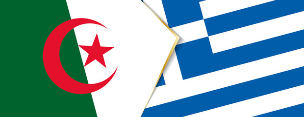 Algeria and Greece flags, two vector flags.