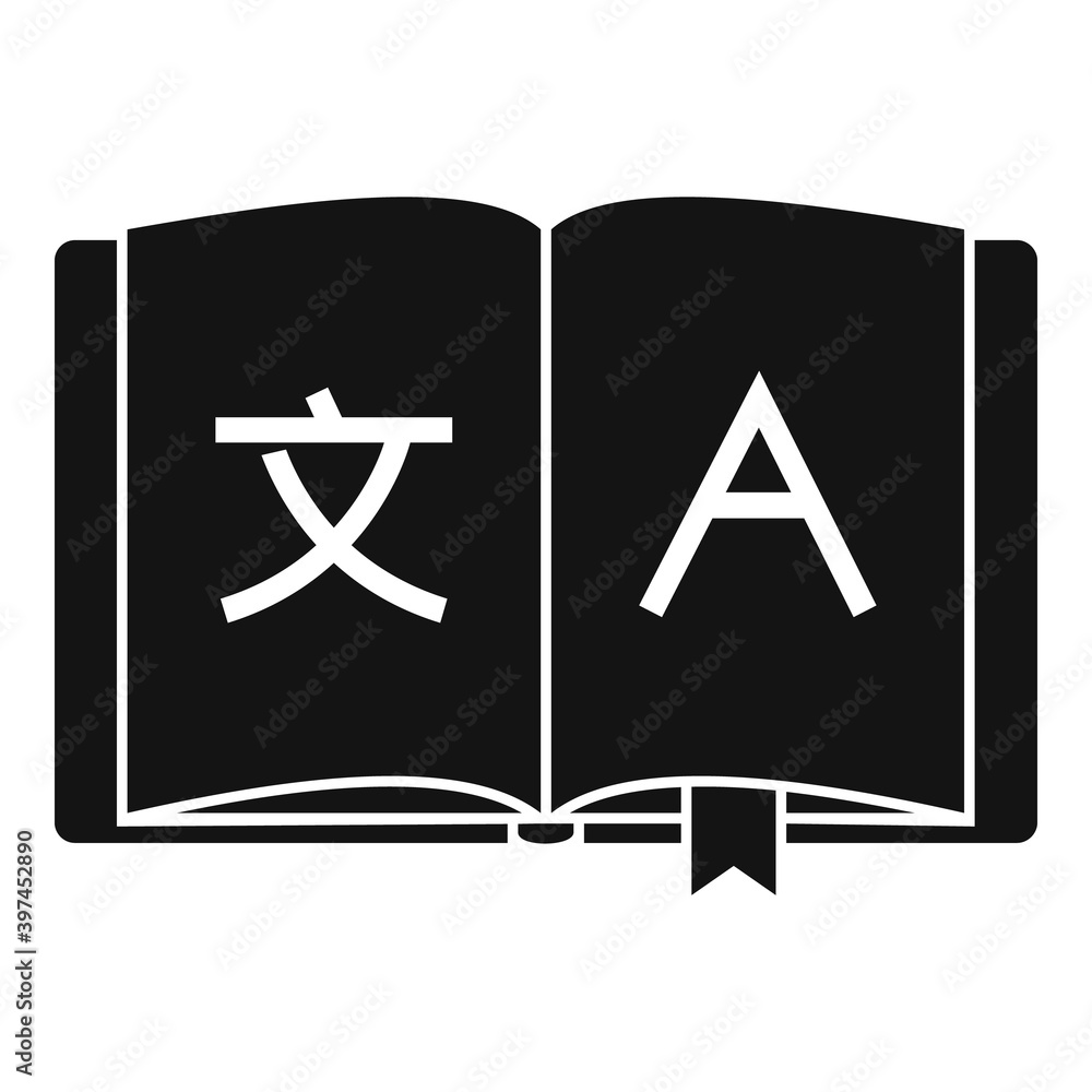 Poster linguist open book icon. simple illustration of linguist open book vector icon for web design isolat