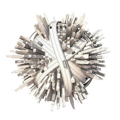 Planet City on white background 3d illustration