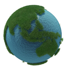 Green planet on white background 3d illustration
