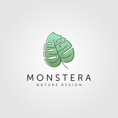monstera deliciosa leaf logo vector minimalist illustration symbol design © linimasa