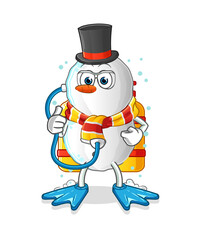 Snowman divers mascot. cartoon vector