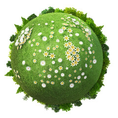 Green planet on white background 3d illustration