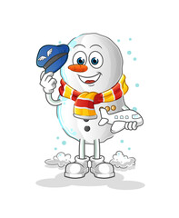 Snowman pilot mascot. cartoon vector