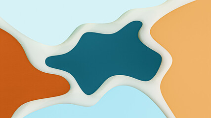 Fluid shapes colorful abstract background 3D rendering illustration.