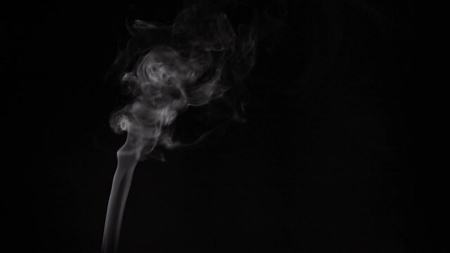 Soft Fog in Slow Motion on Dark Backdrop. Realistic Atmospheric Whit Smoke on Black Background. White Fume Slowly Floating Rises Up. Abstract Haze Cloud. Animation Mist Effect. 50 FPS