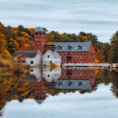 Yarmouth, Maine,USA in a cold autumn morning