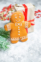 gingerbread cookie christmas bake spices new year ready to eat on the table healthy meal snack top view copy space for text food background rustic
