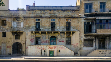 Derilict buildings in Triq Marina., Pieta, Malta