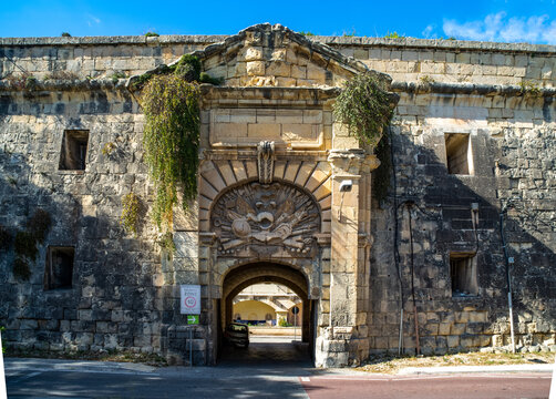 The Gate to Fort Verdala also known as Verdala Barracks in Bormla, Malta.