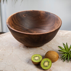 hand made wooden bowl on the table