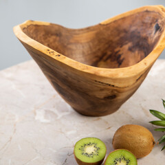 hand made wooden bowl on the table