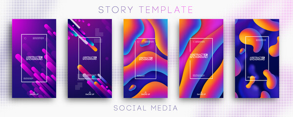 Story template in abstract style. Abstract geometric layout template. Organic shapes design for Social media. Vector illustration