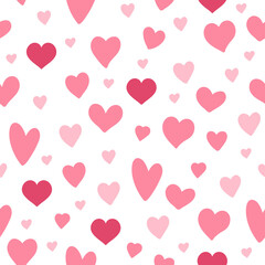 Fototapeta na wymiar Vector seamless pattern with little hearts. Repeating background with Saint Valentine’s day symbols. Playful February holiday texture with love concept.