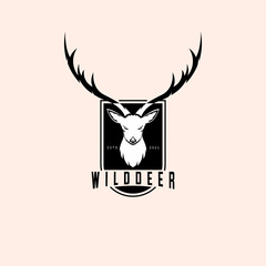 Deer Logo Illustration Template Design, Deer Emblem Vector Design