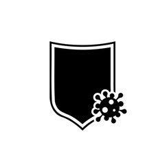 Immune system concept. Shield protecting from coronavirus icon isolated on white background
