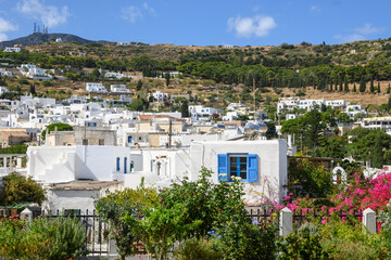 Fototapeta premium White architecture of Lefkes, old picturesque traditional village of Paros island, Greece. Europe
