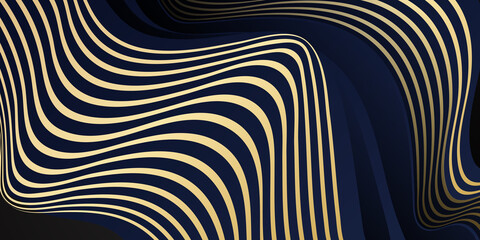 Abstract template dark blue luxury premium background with luxury triangles pattern and gold lighting lines