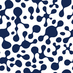 Seamless pattern with blue blots on a white background.