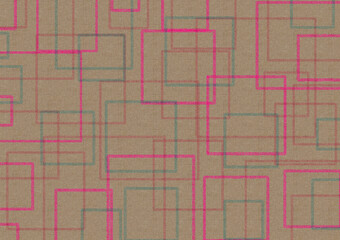 Fototapeta premium 麻の布に書いたレトロな四角形のパターン