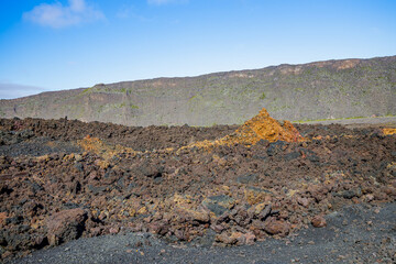 Volcanic ground of Piton de la Fournaise volcano on Réunion island