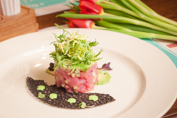 Tuna tartare with black rice