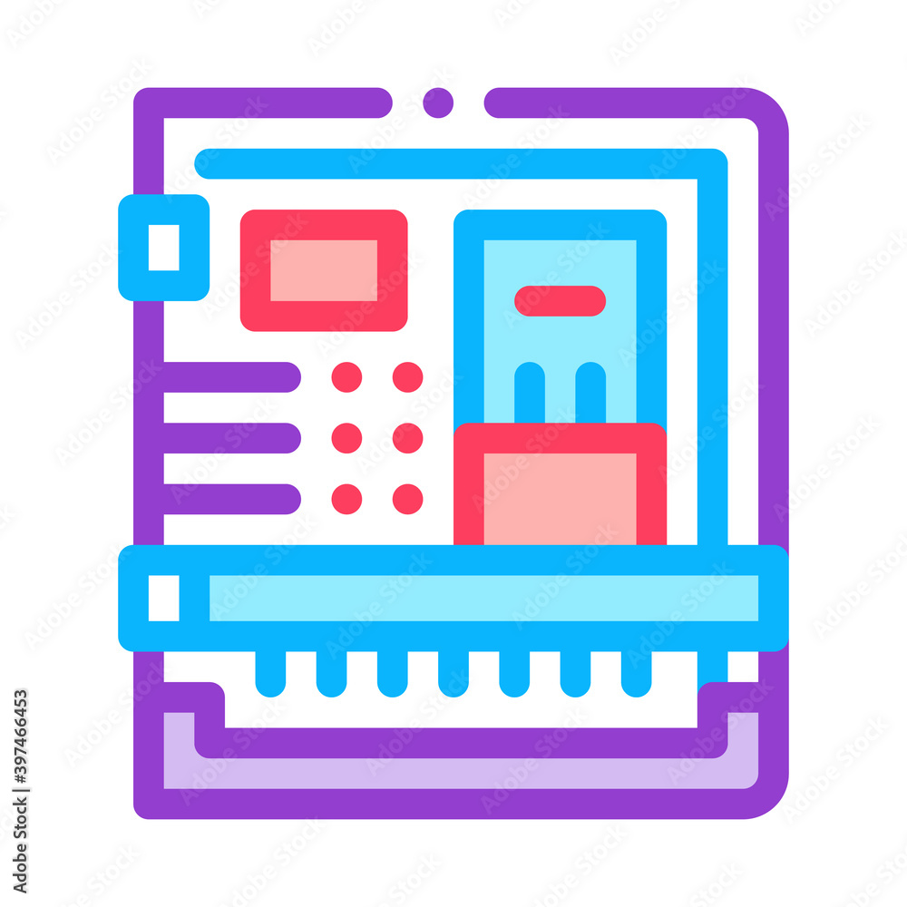Poster back of computer system with ports color icon vector. back of computer system with ports sign. isola
