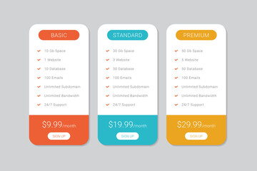 Pricing Table Vector Template Design