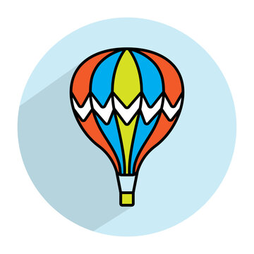 recommend clip art: Hot air balloon vector icon with a round background for apps and websites