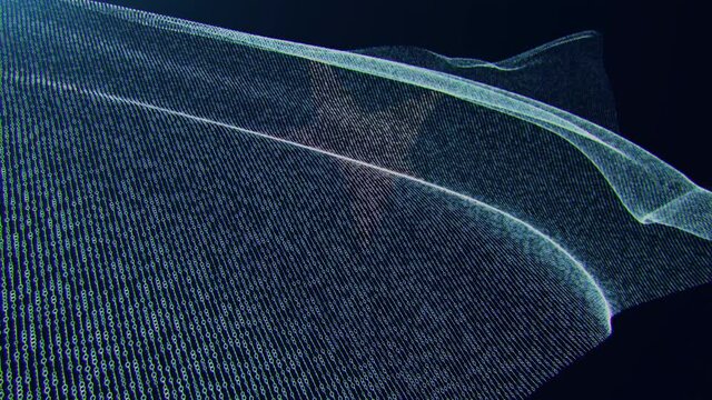 3d render. Somalia digital flag with binary code texture flies in the wind. Seamless loop.