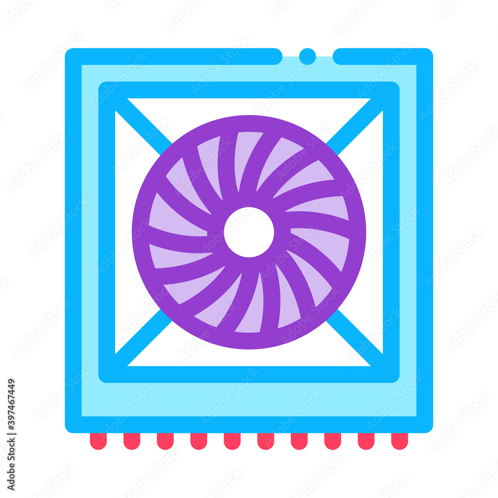 Poster system fan computer component color icon vector. system fan computer component sign. isolated symbol