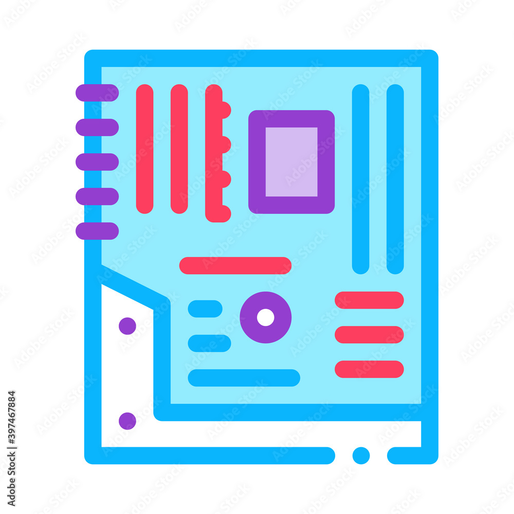 Poster mainboard motheboard computer part color icon vector. mainboard motheboard computer part sign. isola