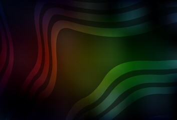 Dark Green, Red vector background with curved lines.