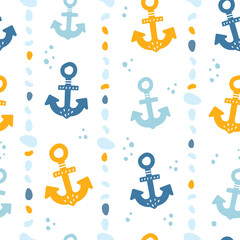 Cute seamless pattern with anchors