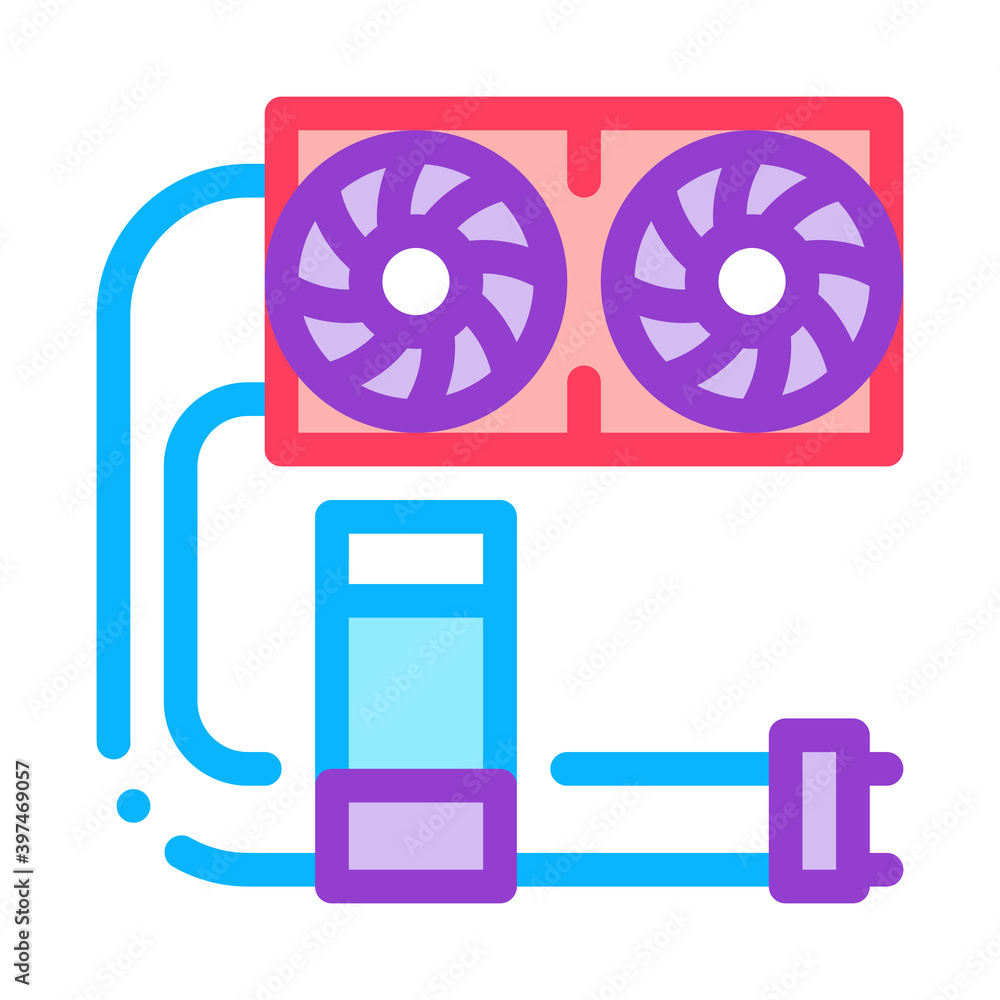 Poster water cooler computer part color icon vector. water cooler computer part sign. isolated symbol illus